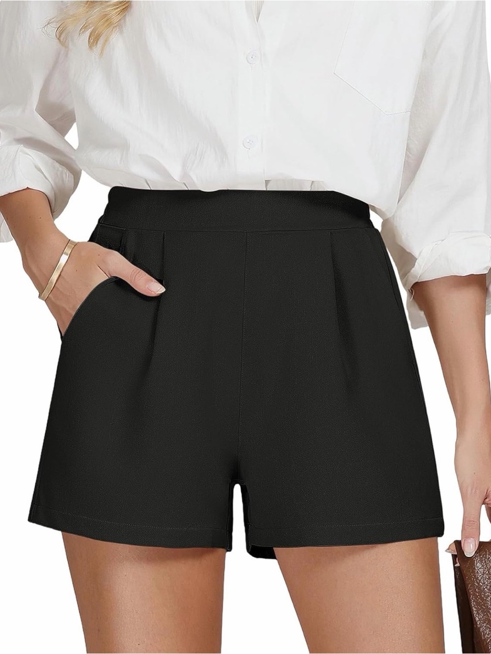 High-Waist Black Women’s Dress Shorts